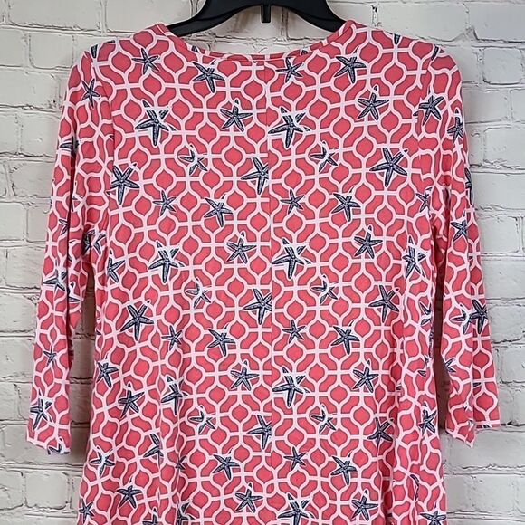 Crown & Ivy PETITE Starfish Pullover Knit Dress Nautical Pink Mini A-line PS - Picture 8 of 9